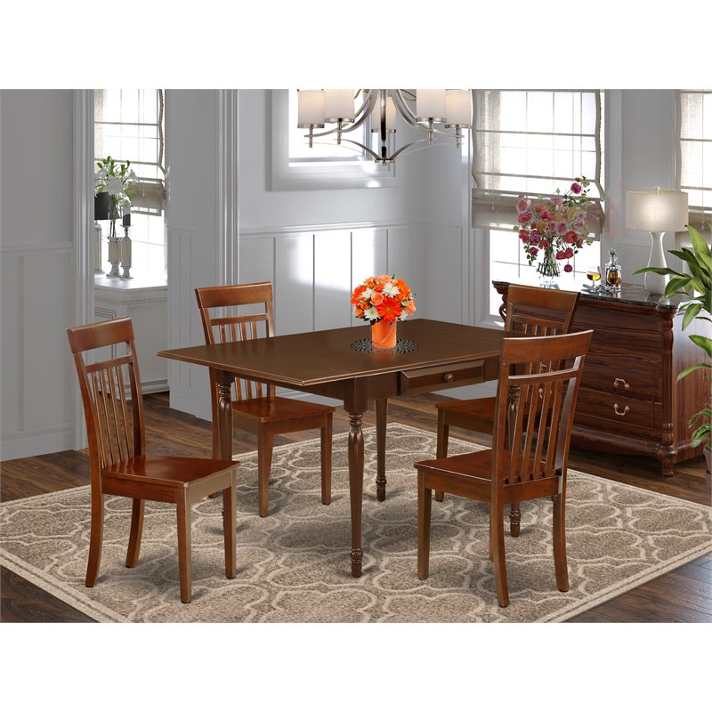 East West Furniture Monza 5-piece Traditional Wood Dinette Set in Mahogany
