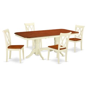 East West Furniture Napoleon 5-piece Wood Dining Set w/ X-Back Chairs in Cherry
