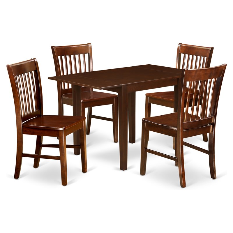 East West Furniture Norden 5-piece Traditional Wood Dinette Set in Mahogany