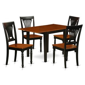 East West Furniture Norden 5-piece Wood Dining Table and Chairs in Black/Cherry