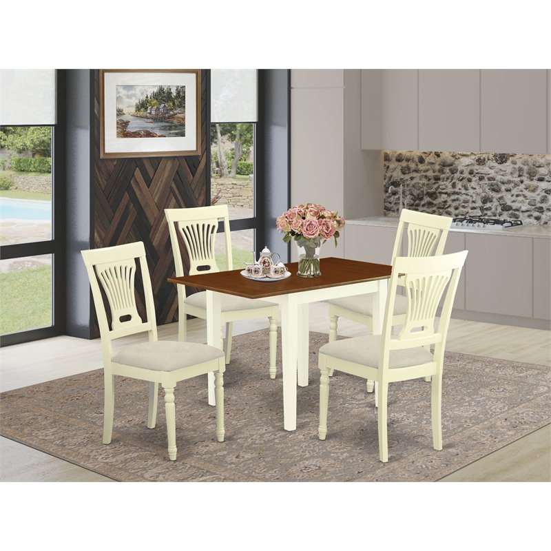 East West Furniture Norden 5-piece Wood Table and Dining Chair Set in Cherry