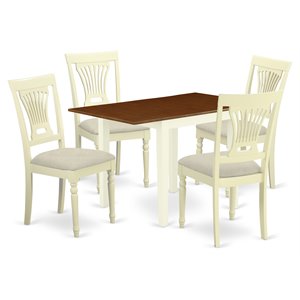 East West Furniture Norden 5-piece Wood Table and Dining Chair Set in Cherry