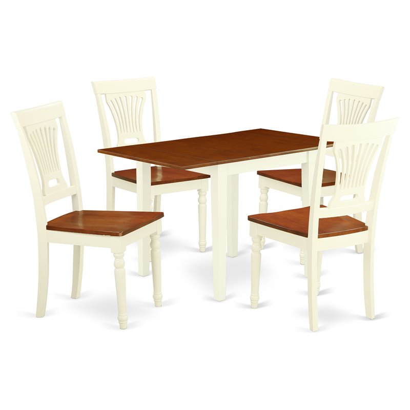 East West Furniture Norden 5-piece Table and Dining Chairs in Buttermilk/Cherry