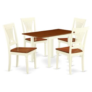 East West Furniture Norden 5-piece Table and Dining Chairs in Buttermilk/Cherry