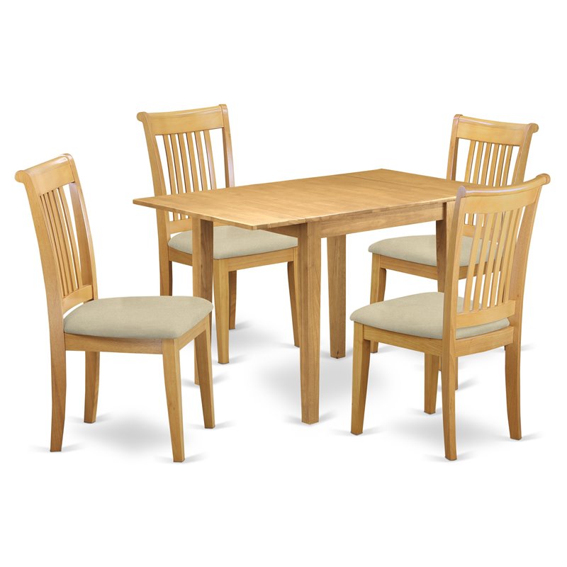 East West Furniture Norden 5-piece Wood Dining Set with Cushion Seat in Oak