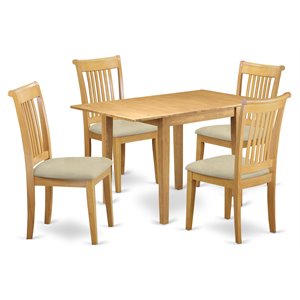 East West Furniture Norden 5-piece Wood Dining Set with Cushion Seat in Oak