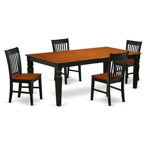 East West Furniture Logan 5-piece Wood Table and Dining Chairs in Black/Cherry