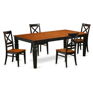 East West Furniture Logan 5-piece Chair and Dining Table Set in Black/Cherry