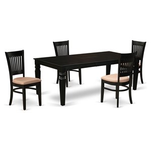 East West Furniture Logan 5-piece Wood Dining Set with Slatted Back in Black