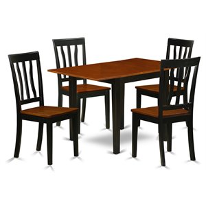 East West Furniture Norden 5-piece Wood Dining Set in Black/Cherry