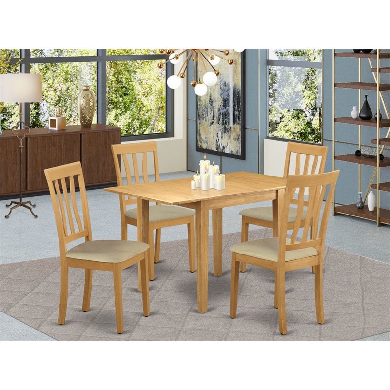 East West Furniture Norden 5-piece Traditional Wood Dining Table Set in Oak