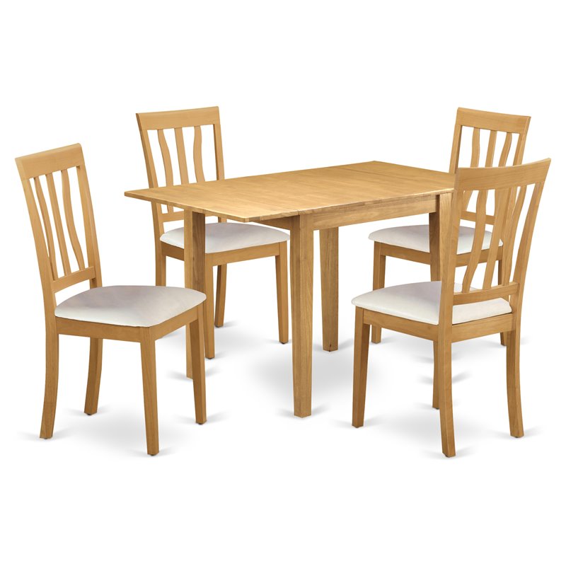 East West Furniture Norden 5-piece Traditional Wood Dining Table Set in Oak