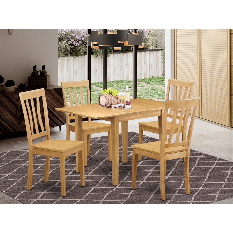 East West Furniture Norden 5-piece Traditional Wood Dining Room Set in Oak