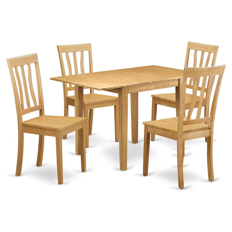 East West Furniture Norden 5-piece Traditional Wood Dining Room Set in Oak