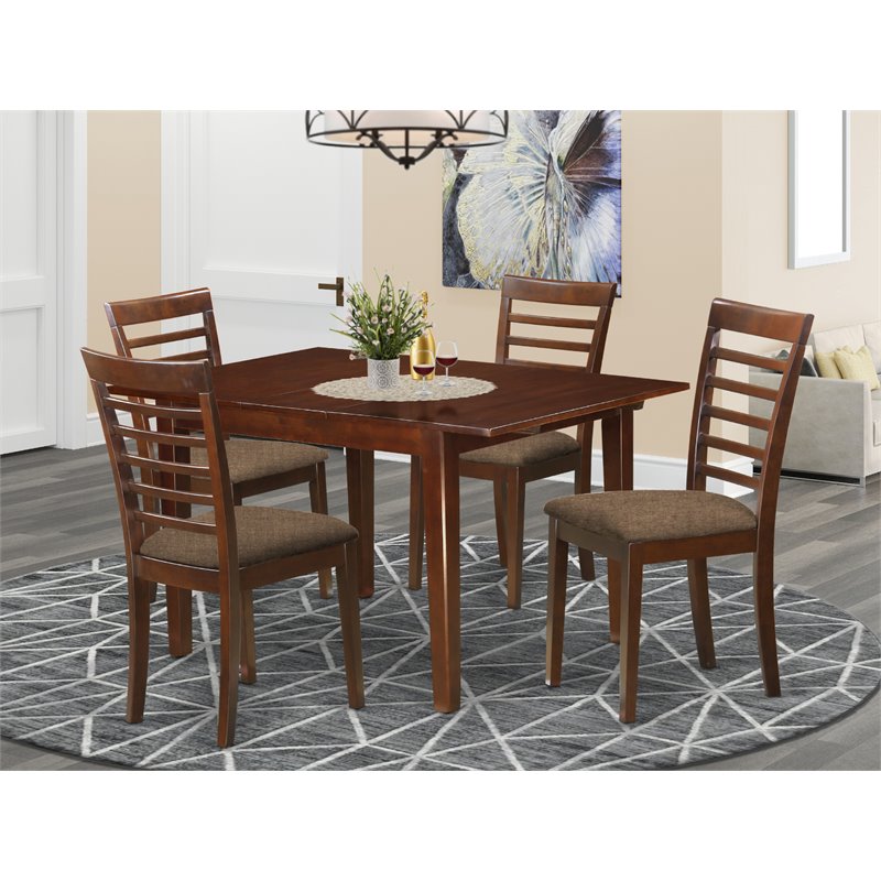 East West Furniture Milan 5-piece Traditional Wood Kitchen Set in Mahogany