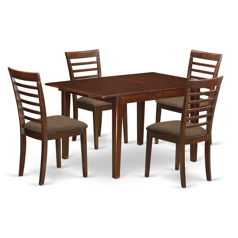 East West Furniture Milan 5-piece Traditional Wood Kitchen Set in Mahogany
