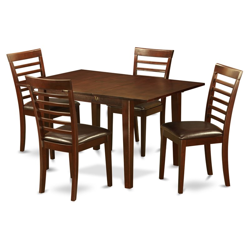 East West Furniture Milan 5-piece Wood Kitchen Table Set in Mahogany