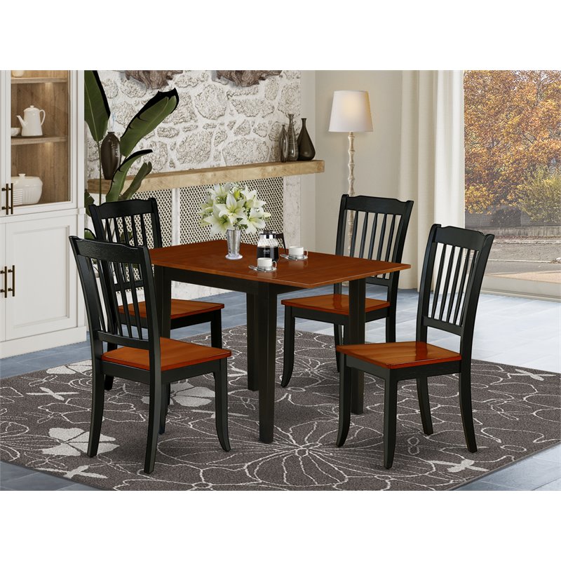 East West Furniture Norden 5-piece Wood Kitchen Table Set in Black/Cherry