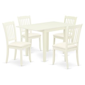 East West Furniture Norden 5-piece Wood Dining Set with Linen Seat in White