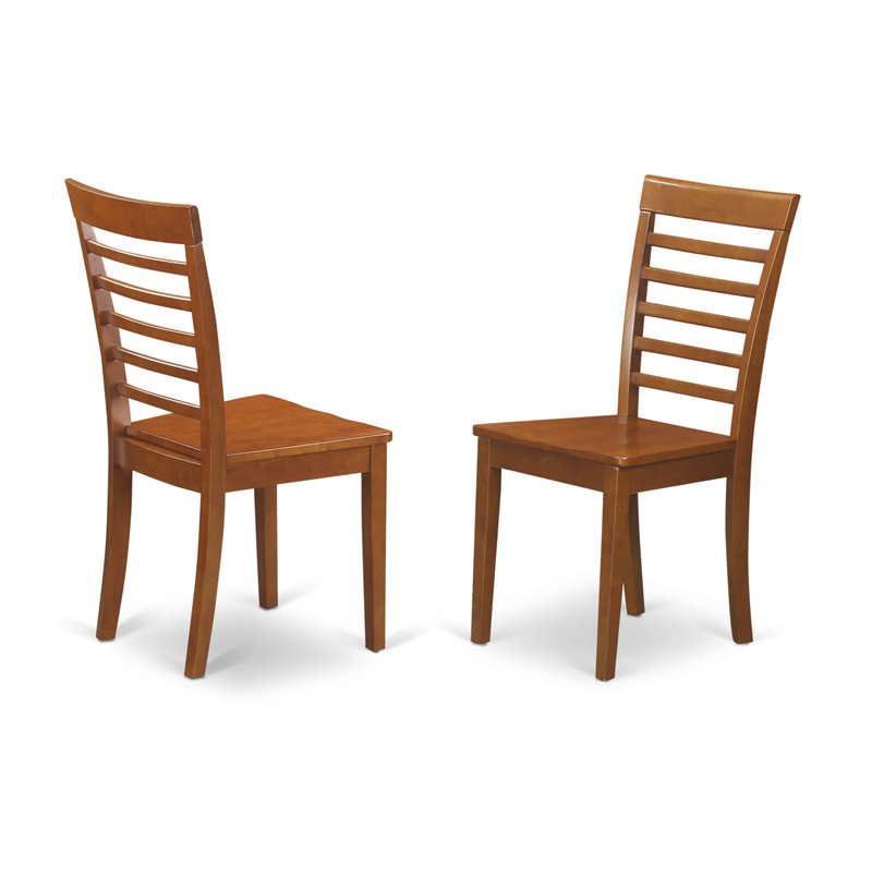 East West Furniture Milan 5-piece Wood Dining Table Set in Saddle Brown