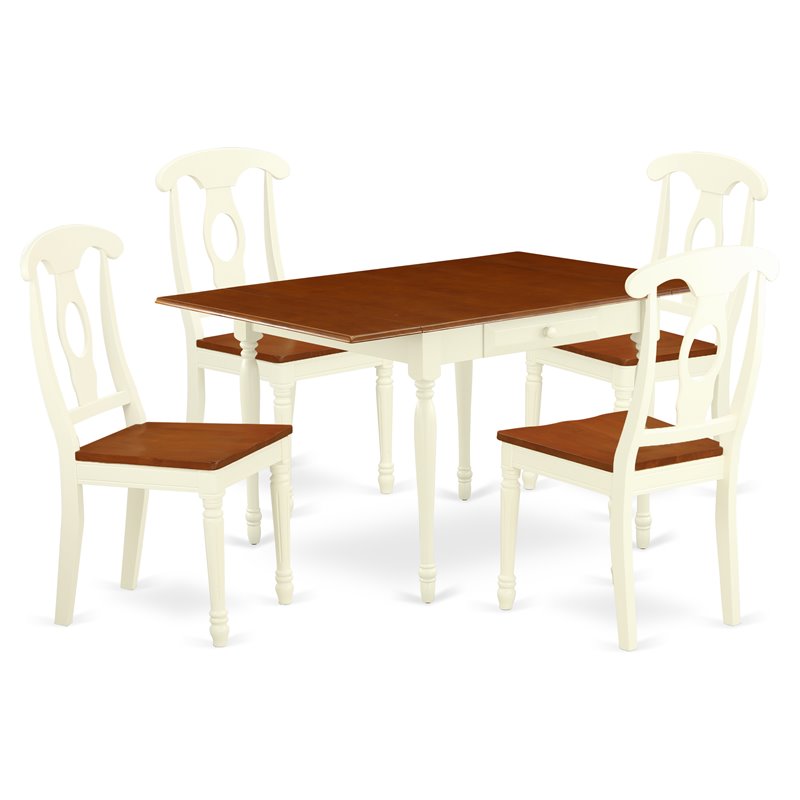 East West Furniture Monza 5-piece Wood Dining Table and Chair Set in Cherry
