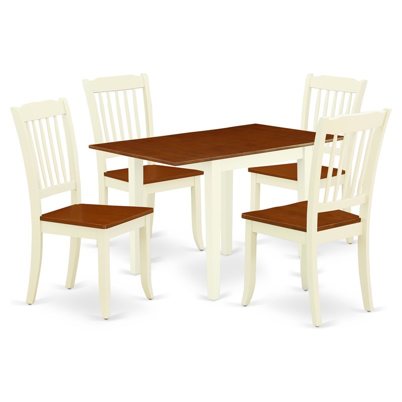 East West Furniture Norden 5-piece Wood Dining Room Set in Buttermilk/Cherry