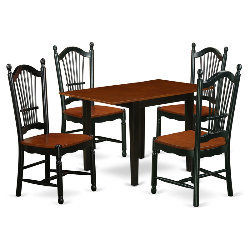 East West Furniture Norden 5-piece Wood Dinette Set in Black/Cherry