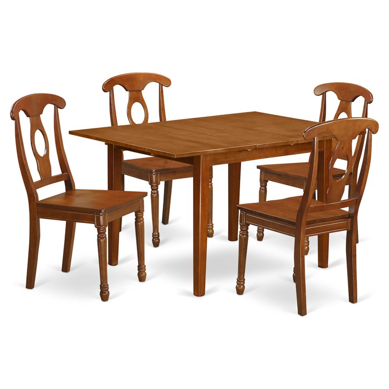 East West Furniture Milan 5-piece Wood Kitchen Table Set in Saddle Brown