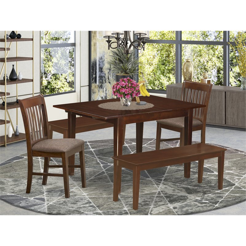 East West Furniture Milan 5-piece Wood Kitchen Chairs and Table in Mahogany