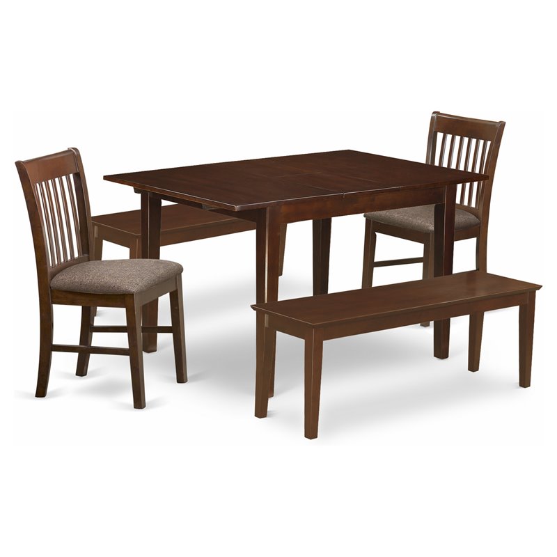 East West Furniture Milan 5-piece Wood Kitchen Chairs and Table in Mahogany