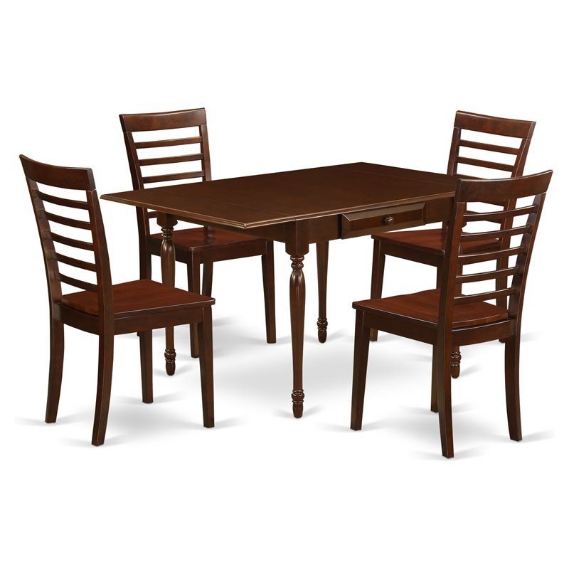 East West Furniture Monza 5-piece Wood Table and Dining Chairs in Mahogany