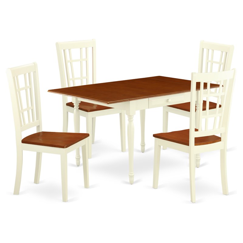 East West Furniture Monza 5-piece Wood Dining Table and Chairs in Cherry