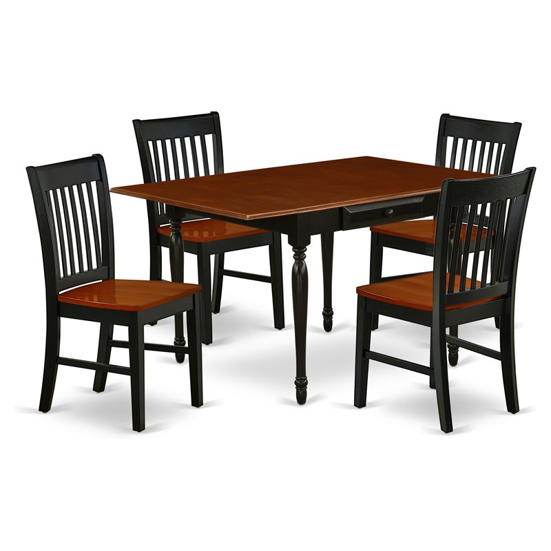 East West Furniture Monza 5-piece Table and Dining Chair Set in Black/Cherry