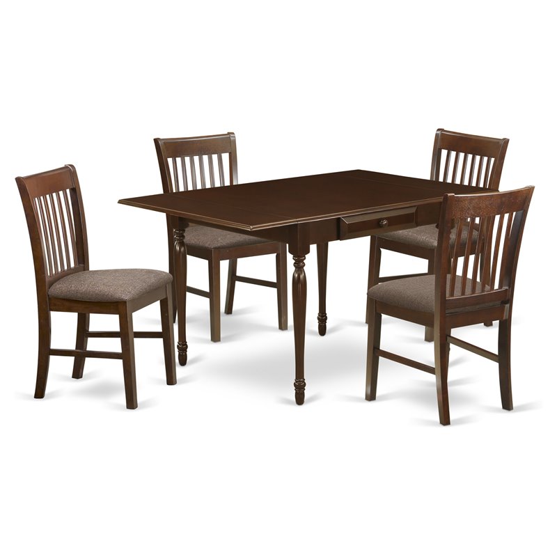 East West Furniture Monza 5-piece Traditional Wood Kitchen Set in Mahogany