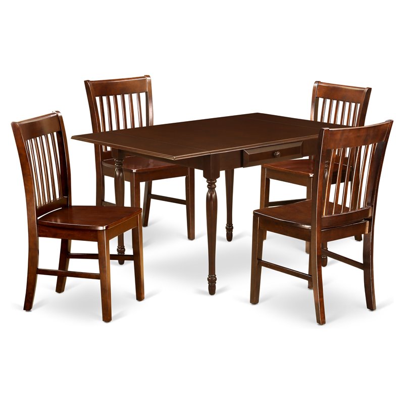 East West Furniture Monza 5-piece Wood Kitchen Table Set in Mahogany