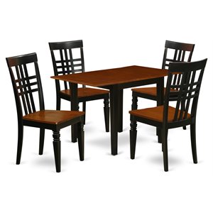 East West Furniture Norden 5-piece Wood Dinette Table Set in Black/Cherry