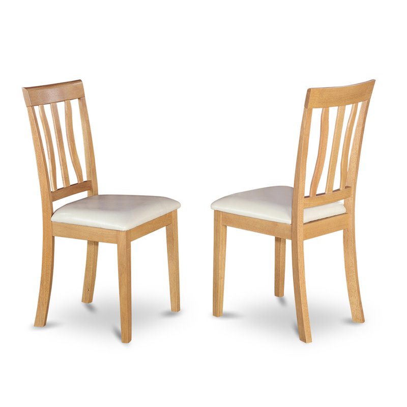 East West Furniture Monza 5-piece Wood Dining Set with Leather Seat in Oak