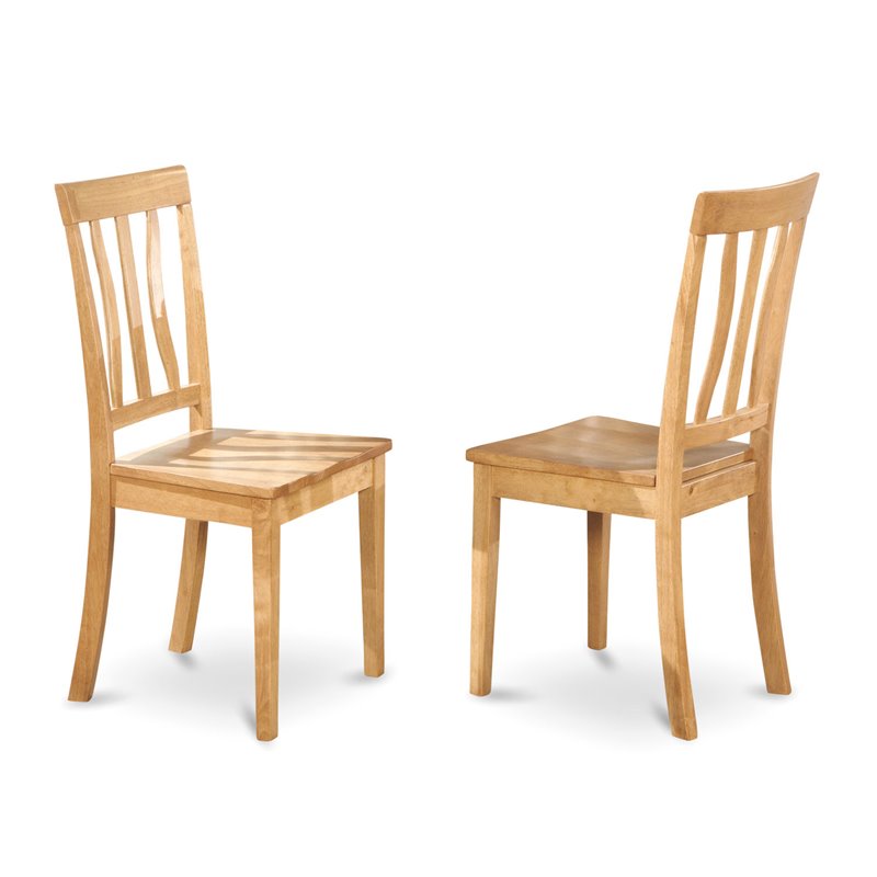 East West Furniture Monza 5-piece Wood Dining Set with Slatted Chairs in Oak