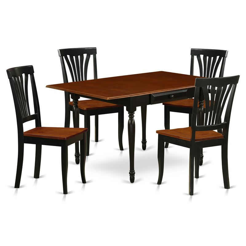 East West Furniture Monza 5-piece Wood Dining Set with Slat Back in Black/Cherry