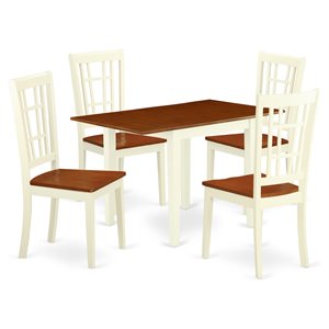 East West Furniture Norden 5-piece Dining Table and Chairs in Buttermilk/Cherry