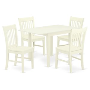 East West Furniture Norden 5-piece Wood Table and Dining Chairs in Linen White