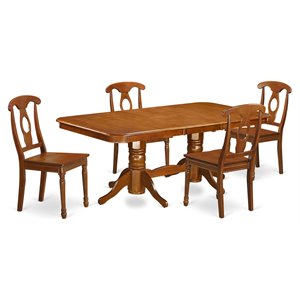East West Furniture Napoleon 5-piece Dining Table and Chairs in Saddle Brown