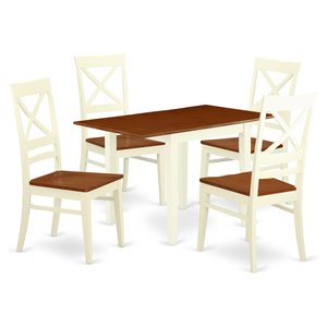 East West Furniture Norden 5Pcs Dining Room Table Set in Buttermilk/Cherry