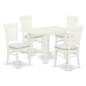 East West Furniture Norden 5-piece Wood Dining Set w/ Rectangular Table in White