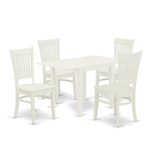 East West Furniture Norden 5-Piece Wood Dinette Set in Linen White