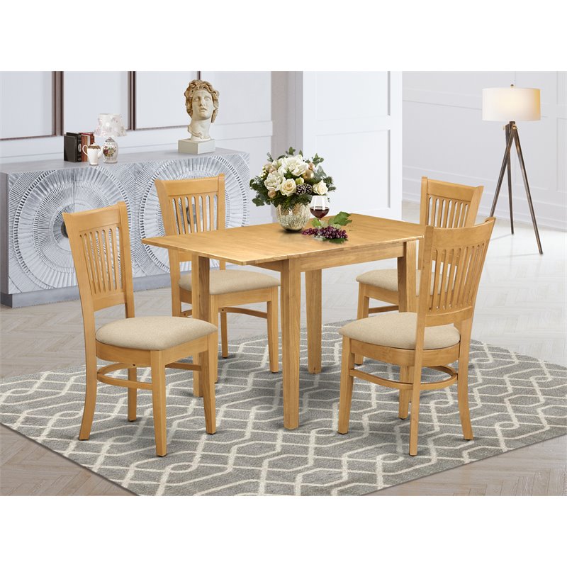 East West Furniture Norden 5-piece Traditional Wood Dinette Set in Oak