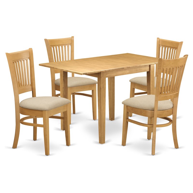 East West Furniture Norden 5-piece Traditional Wood Dinette Set in Oak