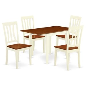 East West Furniture Norden 5-piece Wood Dining Set in Buttermilk/Cherry