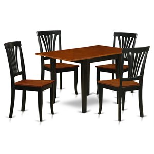 East West Furniture Norden 5-piece Wood Kitchen Set in Black/Cherry