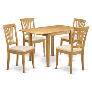 East West Furniture Norden 5-piece Wood Dining Set with Linen Seat in Oak